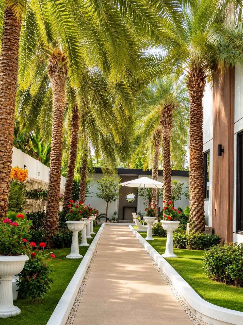Palm-lined walkway