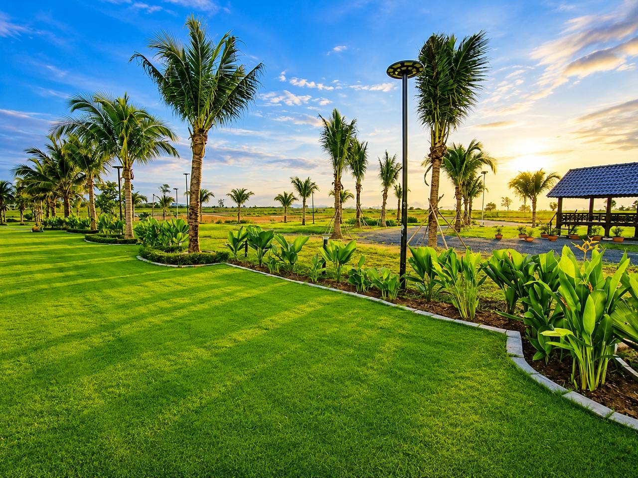 Sunset resort grounds