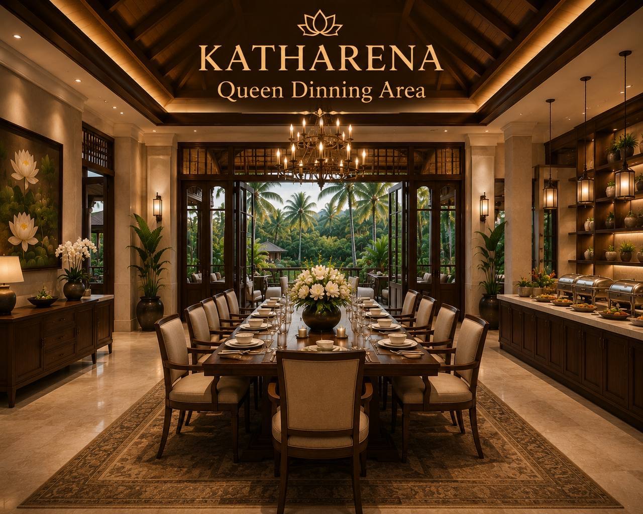 Queen dining with views